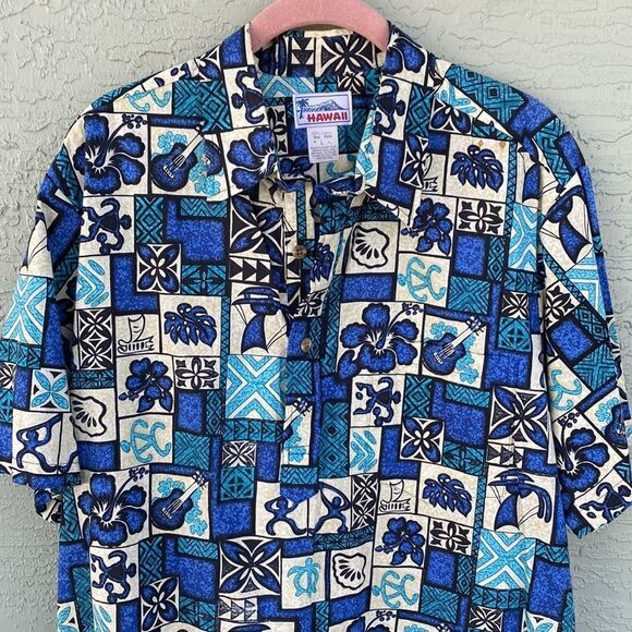 Hawaii Sz L Hawaiian Shirt Sz L 1/4 Button Down - Picture 2 of 11